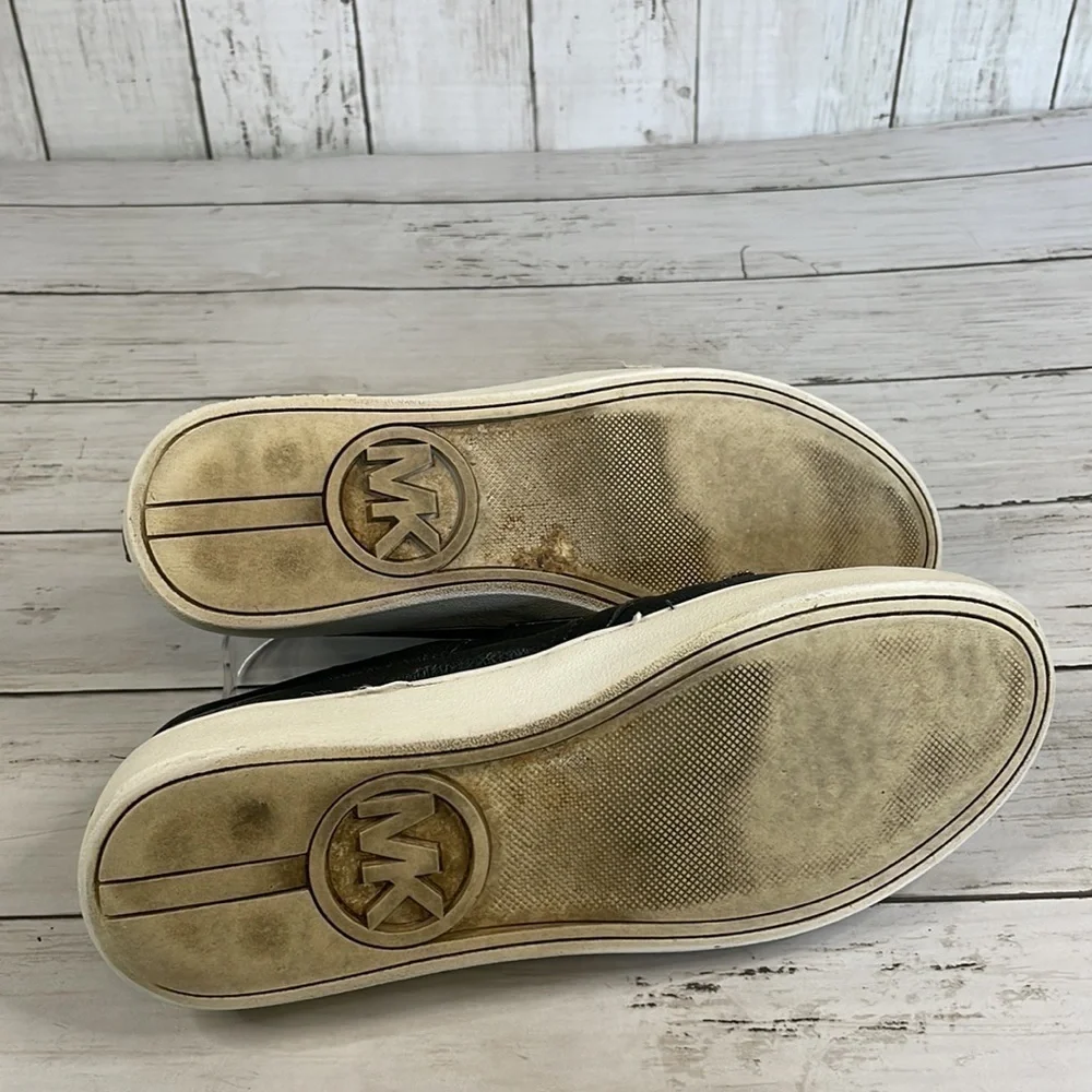 Michael Kors Studded Black Leather Leo Slip On Sneakers
